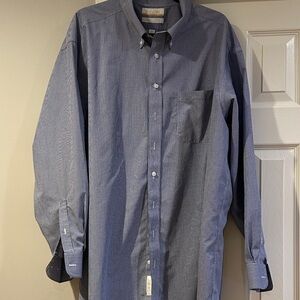 Gold Label Non Iron Roundtree & Yorke Blue Casual Button Down Shirt